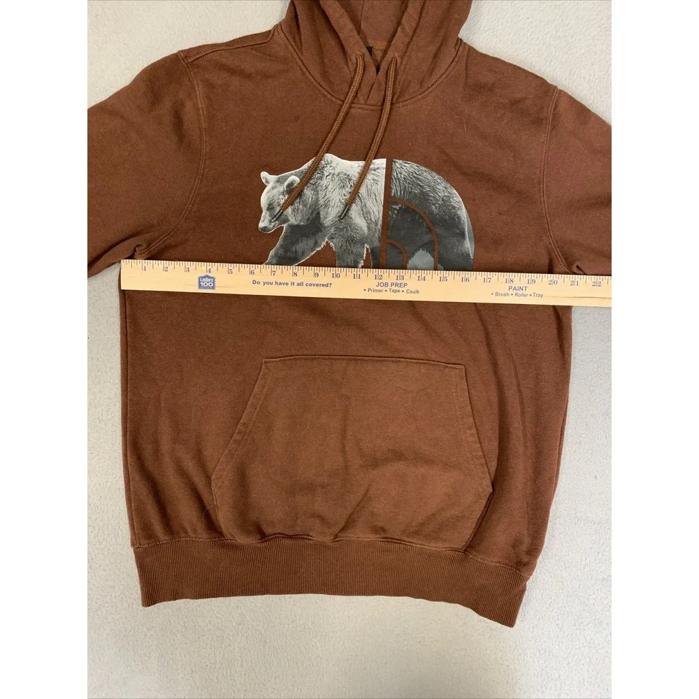 The North Face Hoodie Men's Small Bear Long Sleeve Pullover Sweater Brown‎